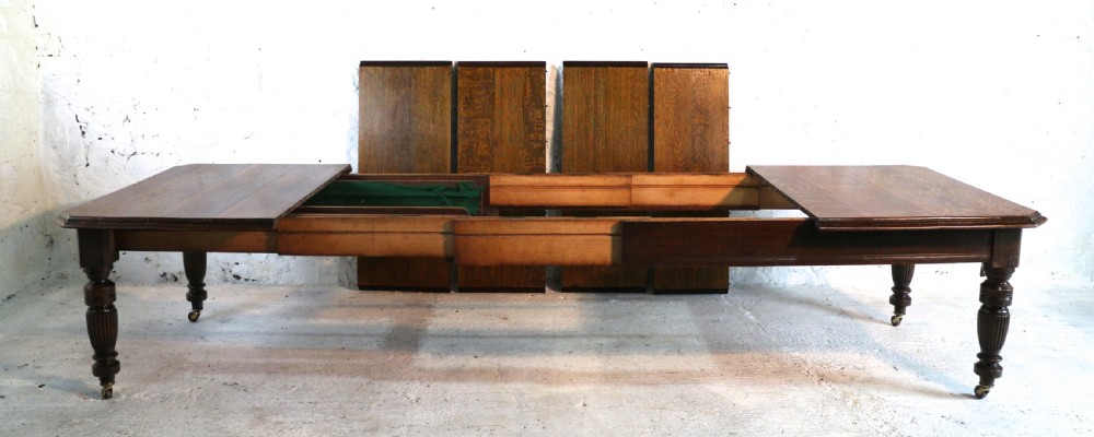 Arts & Crafts Extending Oak Dining Table & 4 Leaves - 12ft, seats 14-16 View XV