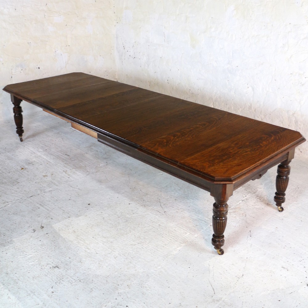 Arts & Crafts Extending Oak Dining Table & 4 Leaves - 12ft, seats 14-16 View XXIV