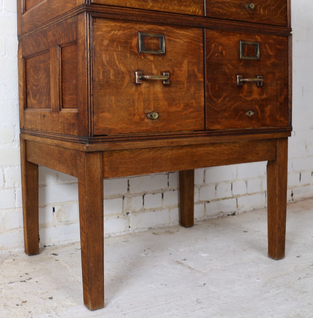Antique Golden Oak Four Drawer Filing Cabinet by Yawman & Erbe, c.1910 View V