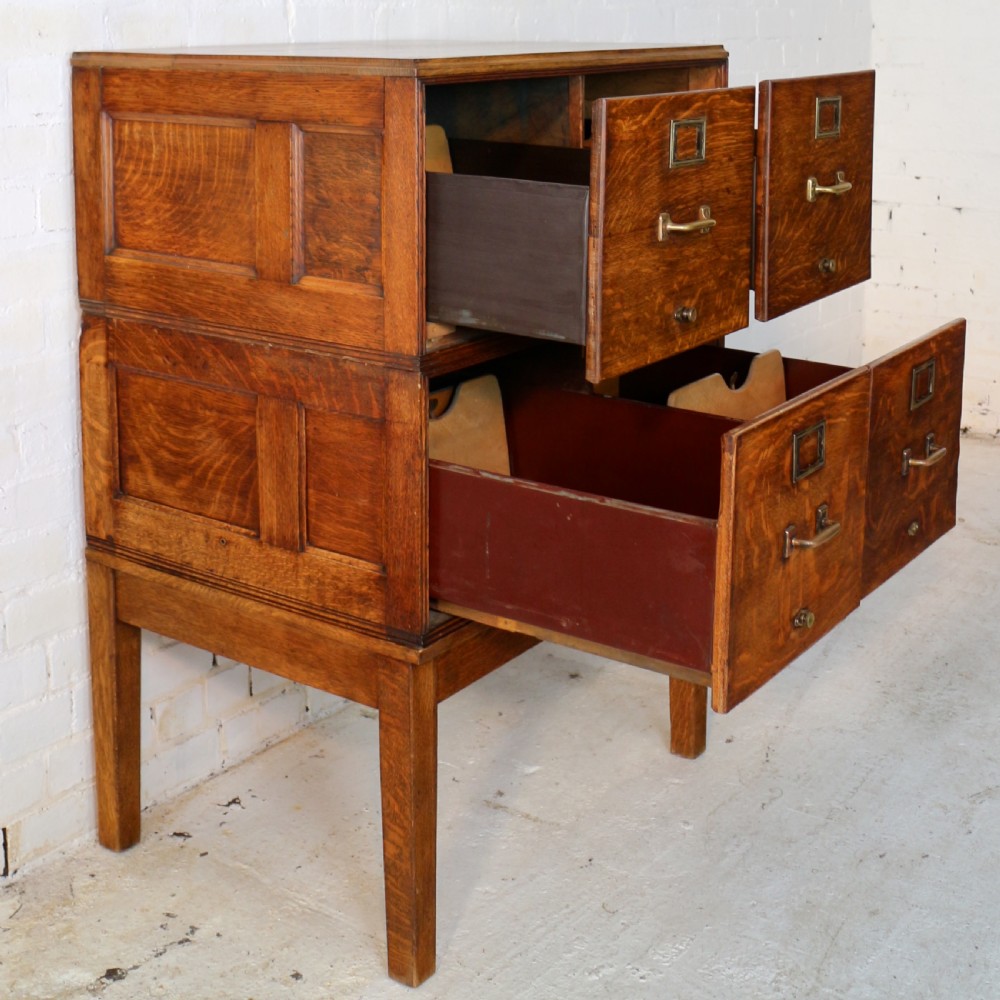 Antique Golden Oak Four Drawer Filing Cabinet by Yawman & Erbe, c.1910 View VIII