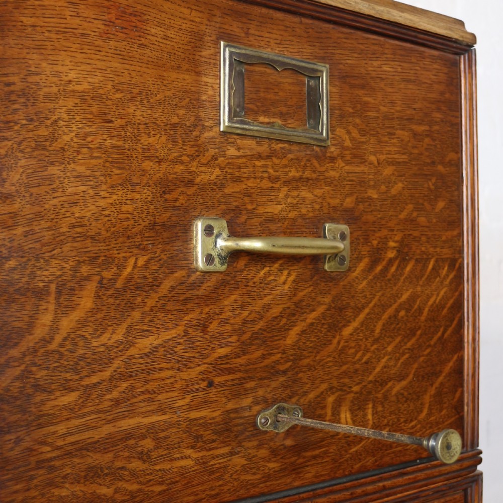 Antique Golden Oak Four Drawer Filing Cabinet by Yawman & Erbe, c.1910 View X