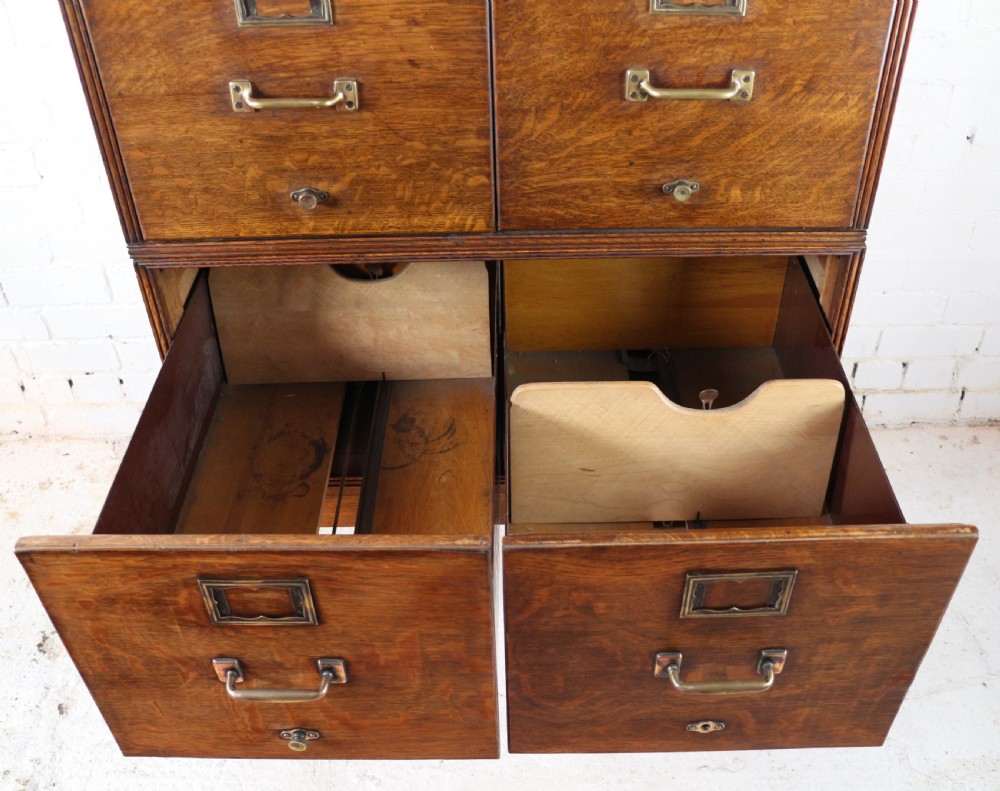 Antique Golden Oak Four Drawer Filing Cabinet by Yawman & Erbe, c.1910 View XII