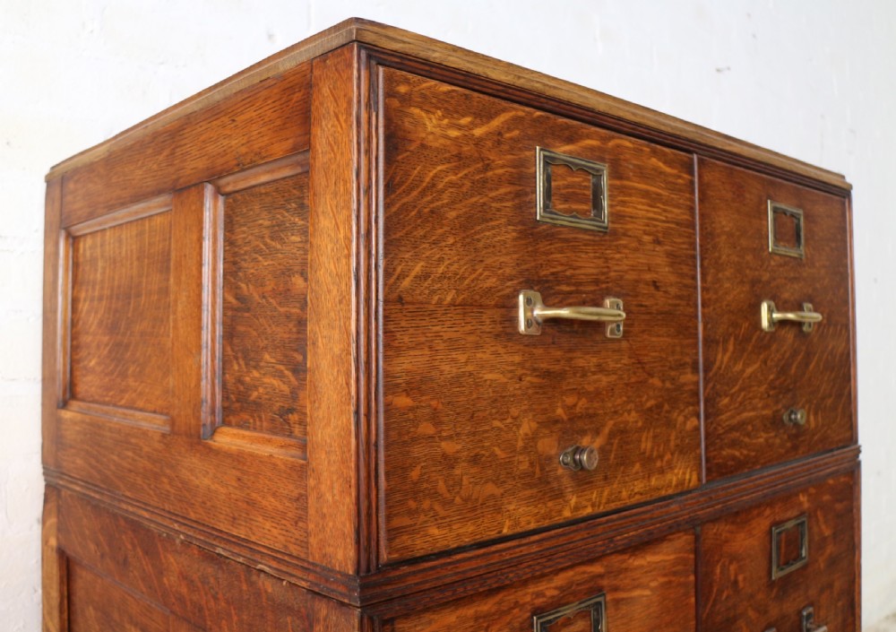 Antique Golden Oak Four Drawer Filing Cabinet by Yawman & Erbe, c.1910 View XIV