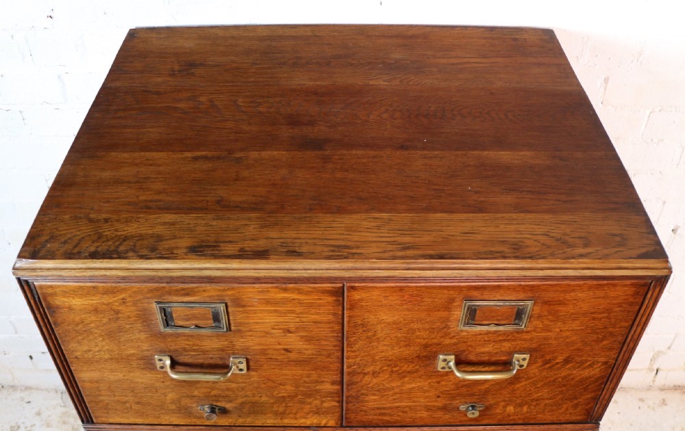 Antique Golden Oak Four Drawer Filing Cabinet by Yawman & Erbe, c.1910 View XVI