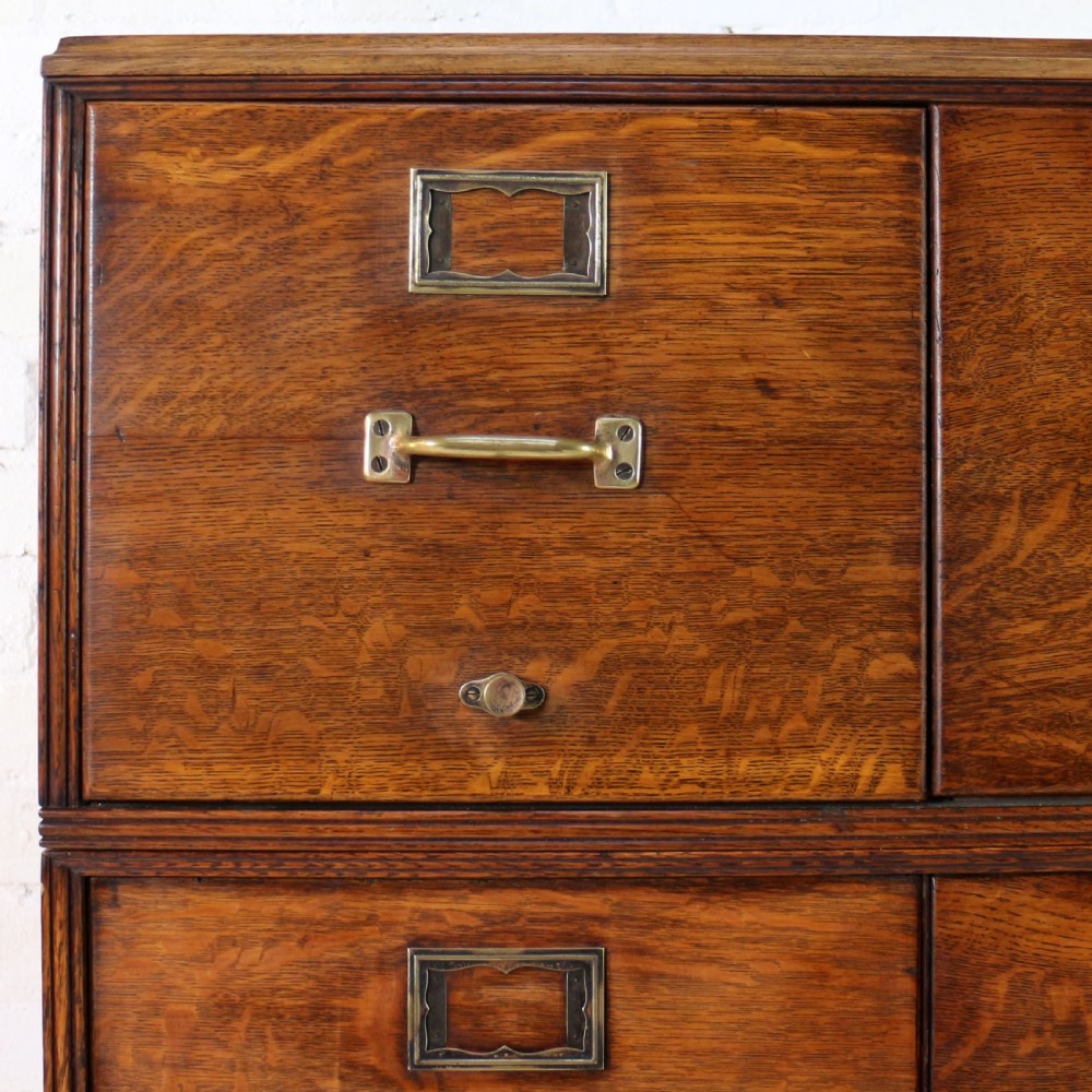 Antique Golden Oak Four Drawer Filing Cabinet by Yawman & Erbe, c.1910 View XVII