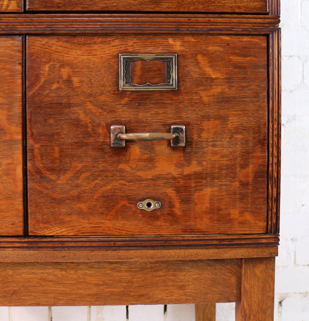 Antique Golden Oak Four Drawer Filing Cabinet by Yawman & Erbe, c.1910 View XX