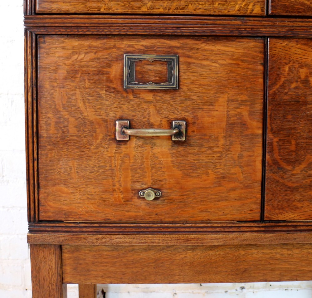 Antique Golden Oak Four Drawer Filing Cabinet by Yawman & Erbe, c.1910 View XXIV