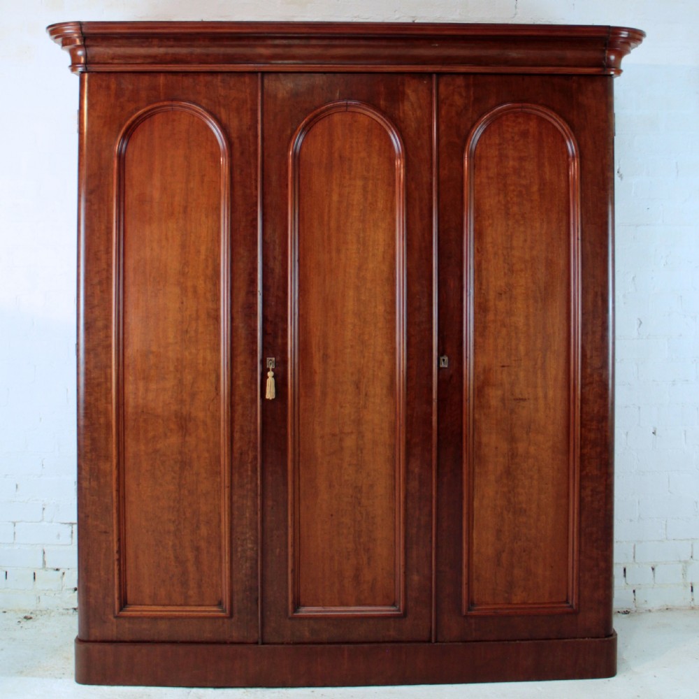 Victorian Mahogany Three Door Fitted Wardrobe, c.1870