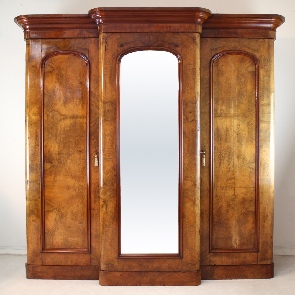 Victorian Walnut Breakfront Fitted Wardrobe