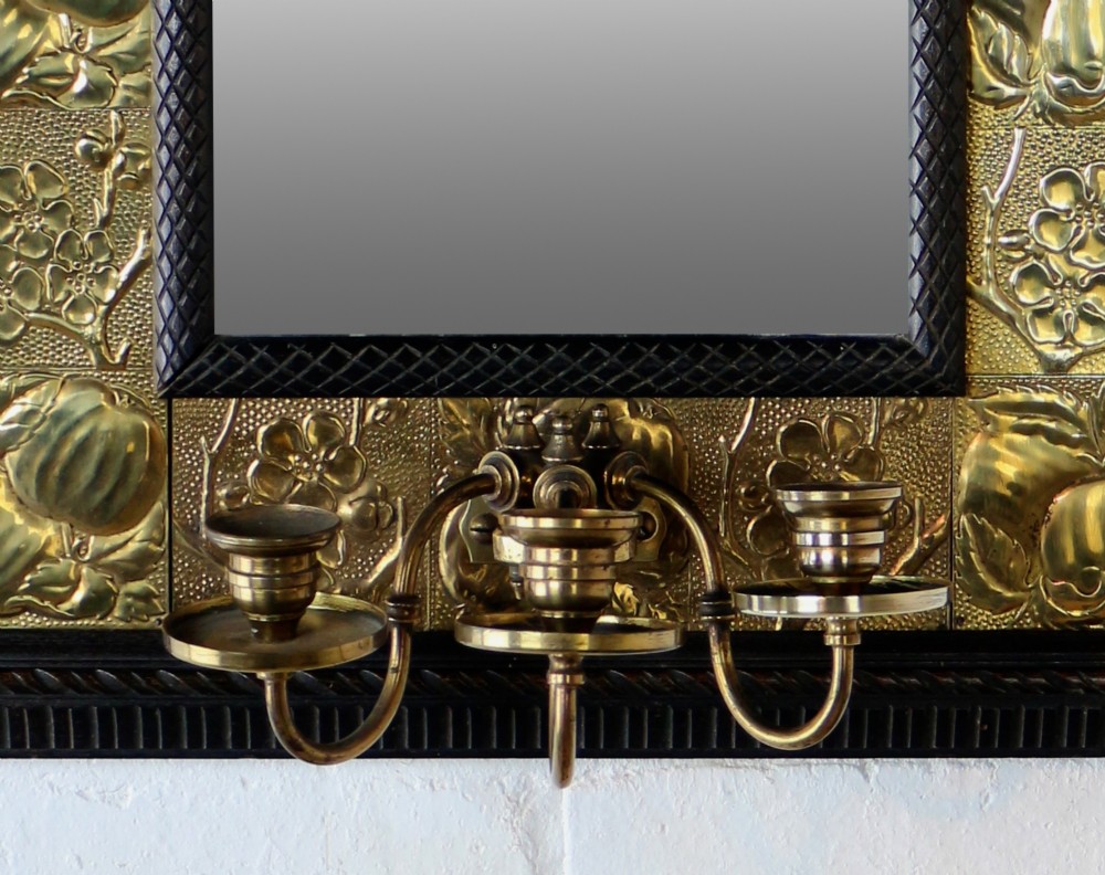 Arts & Crafts Mahogany & Brass Mirror Attributed to Shapland & Petter View III