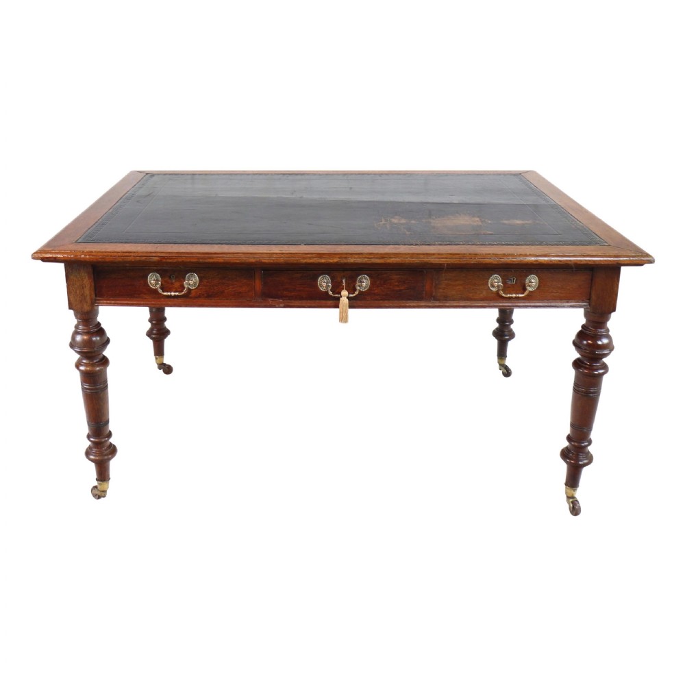 Victorian Oak 5ft Partner’s Writing Table by James Shoolbred, London