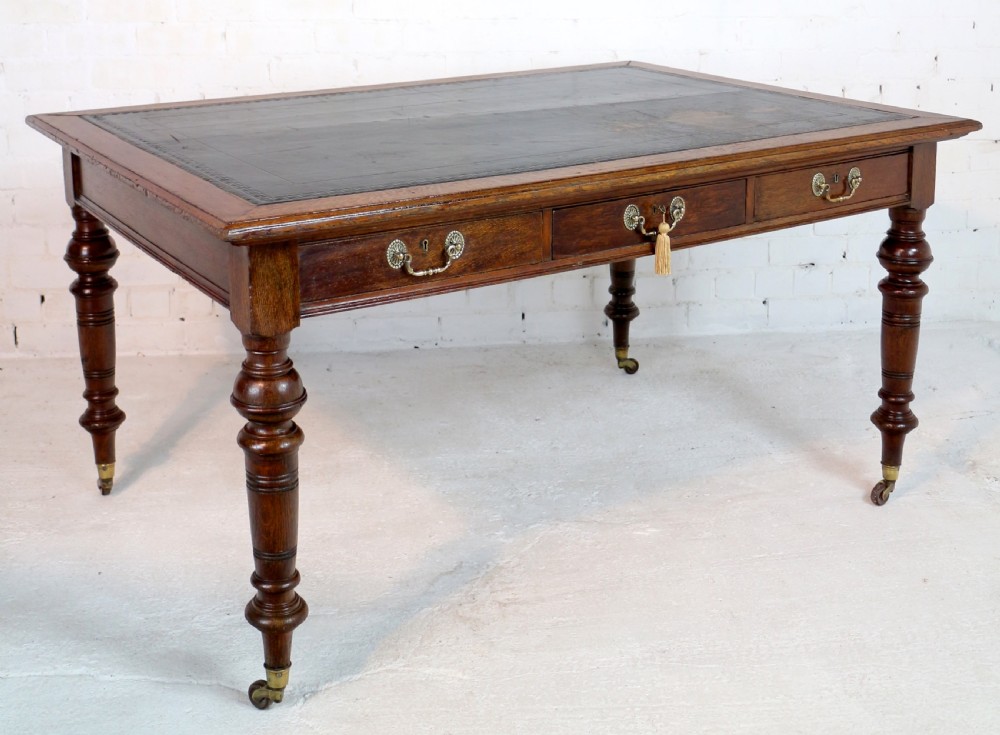 Victorian Oak 5ft Partner’s Writing Table by James Shoolbred, London View II