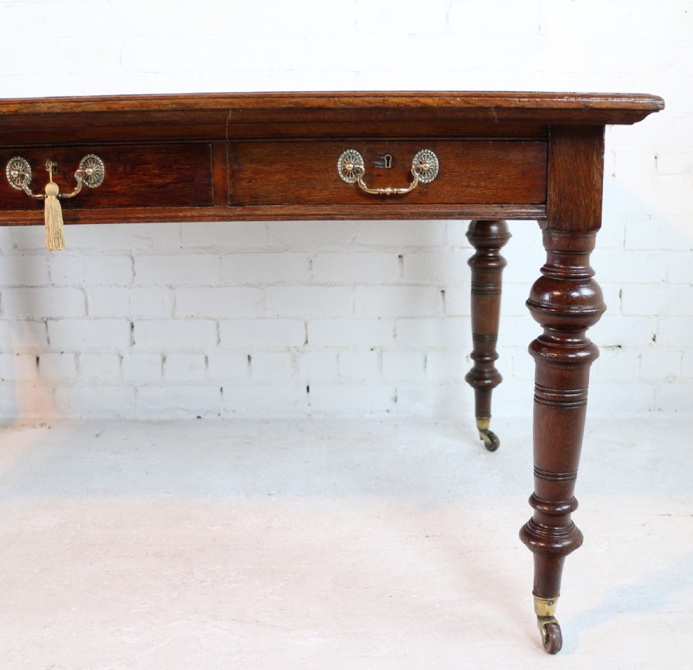Victorian Oak 5ft Partner’s Writing Table by James Shoolbred, London View III