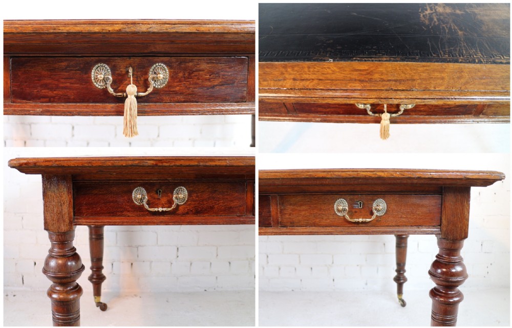 Victorian Oak 5ft Partner’s Writing Table by James Shoolbred, London View IV