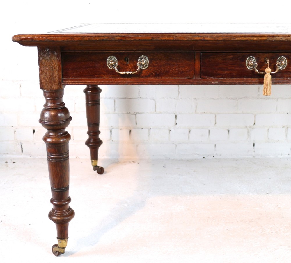 Victorian Oak 5ft Partner’s Writing Table by James Shoolbred, London View VI