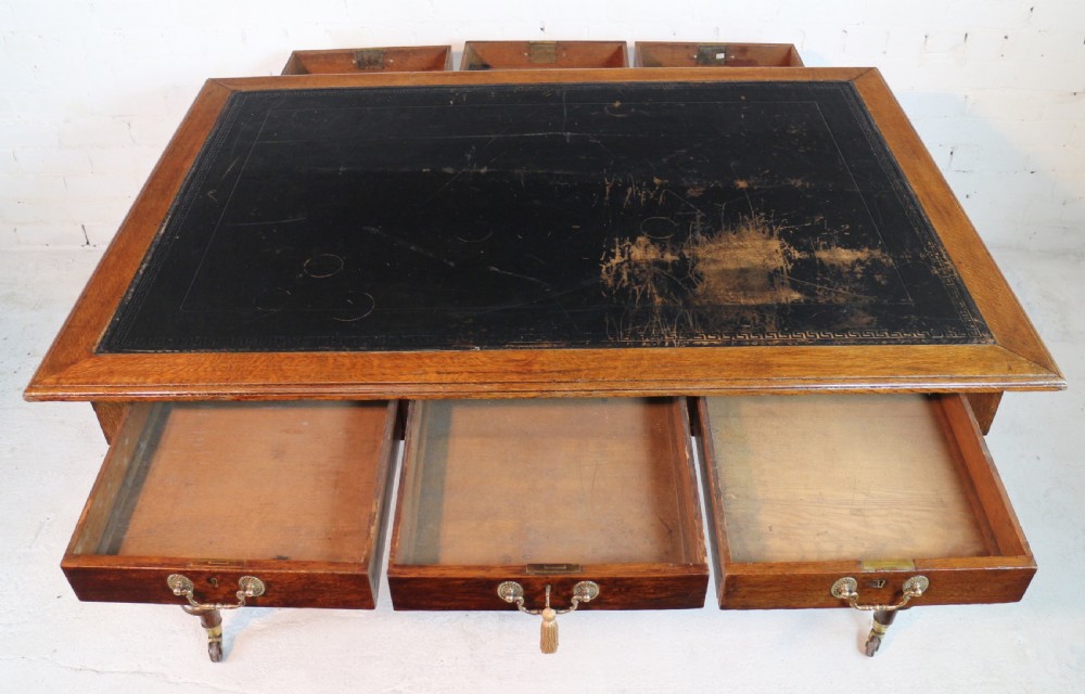 Victorian Oak 5ft Partner’s Writing Table by James Shoolbred, London View VII