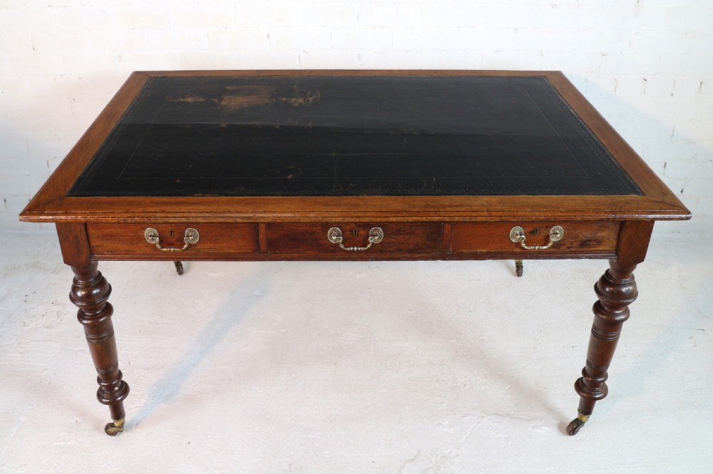 Victorian Oak 5ft Partner’s Writing Table by James Shoolbred, London View VIII