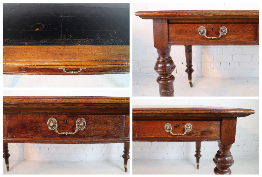 Victorian Oak 5ft Partner’s Writing Table by James Shoolbred, London View XIII