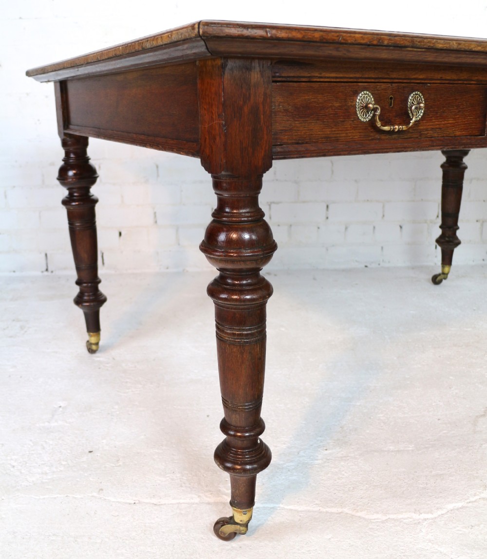 Victorian Oak 5ft Partner’s Writing Table by James Shoolbred, London View XV