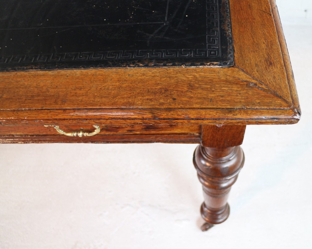 Victorian Oak 5ft Partner’s Writing Table by James Shoolbred, London View XXV