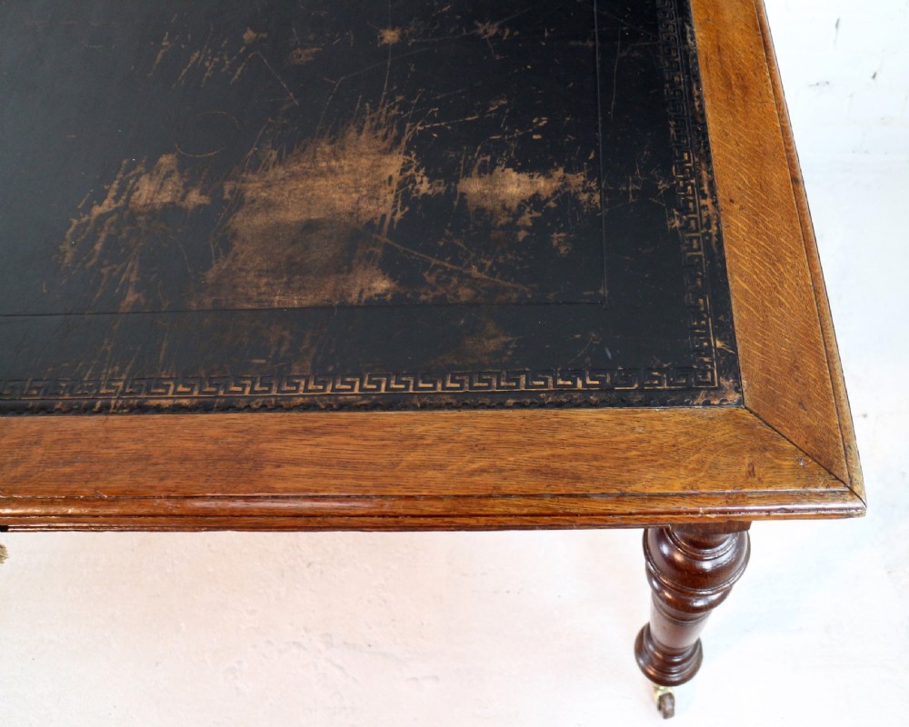 Victorian Oak 5ft Partner’s Writing Table by James Shoolbred, London View XXX