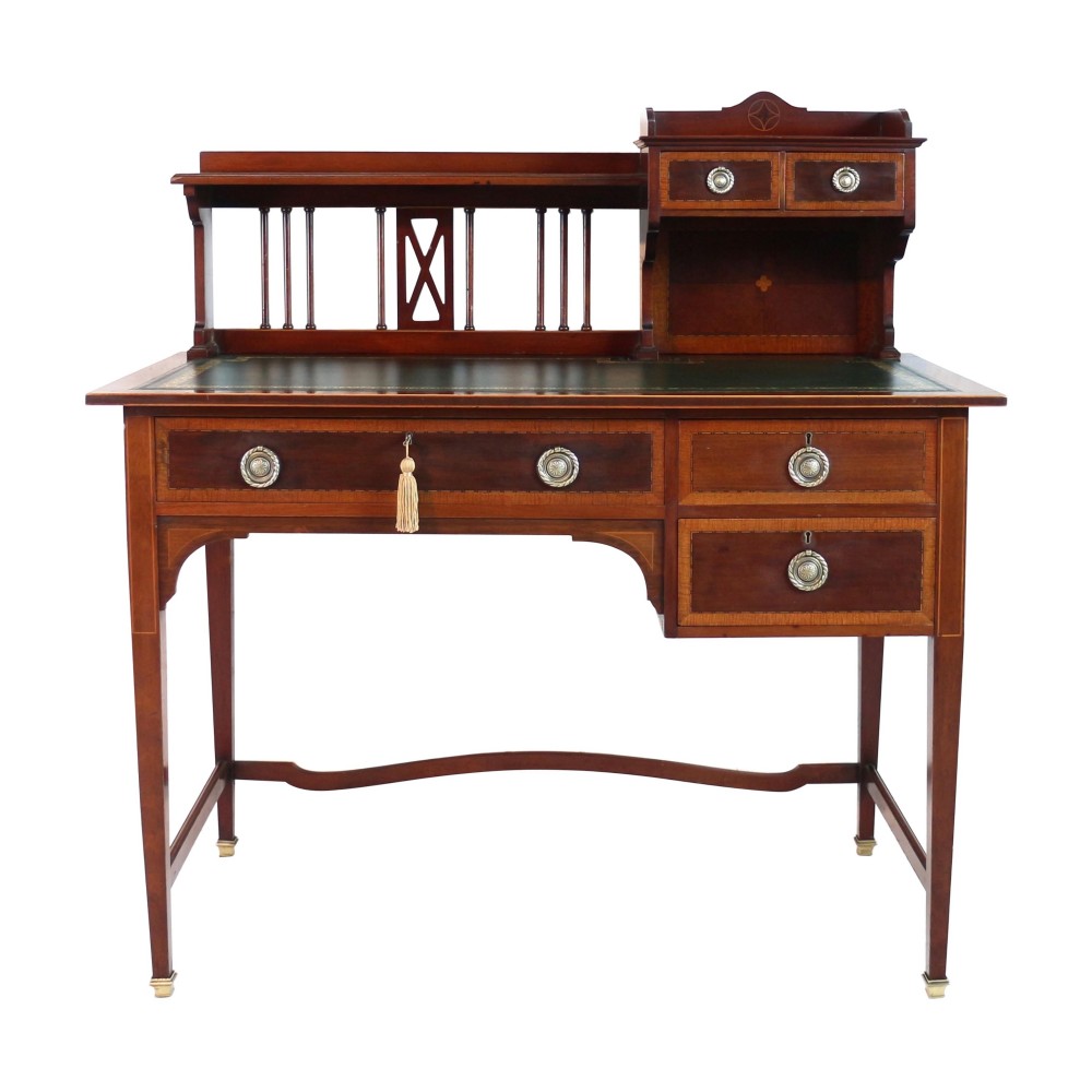 Sheraton Revival Mahogany & Inlaid Desk, Attributed to Shapland & Petter, c.1900