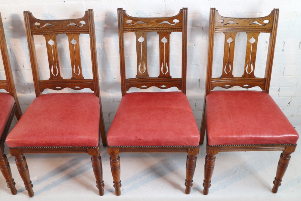 Set of 14 Arts & Crafts Oak Dining Chairs View V