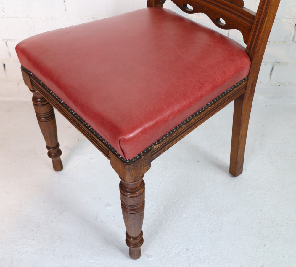 Set of 14 Arts & Crafts Oak Dining Chairs View XVII