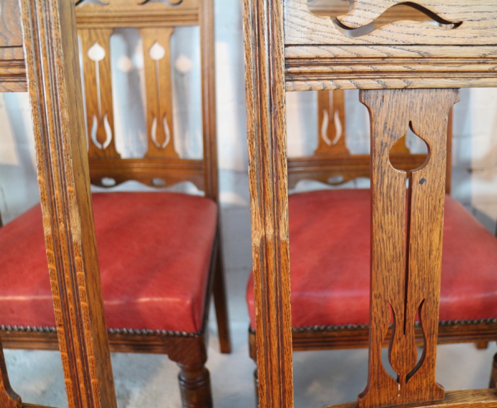 Set of 14 Arts & Crafts Oak Dining Chairs View XXX