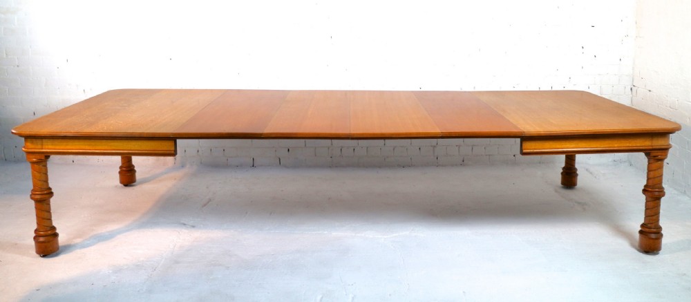 Victorian Oak Extending Dining Table & Leaf Holder,  12ft View V