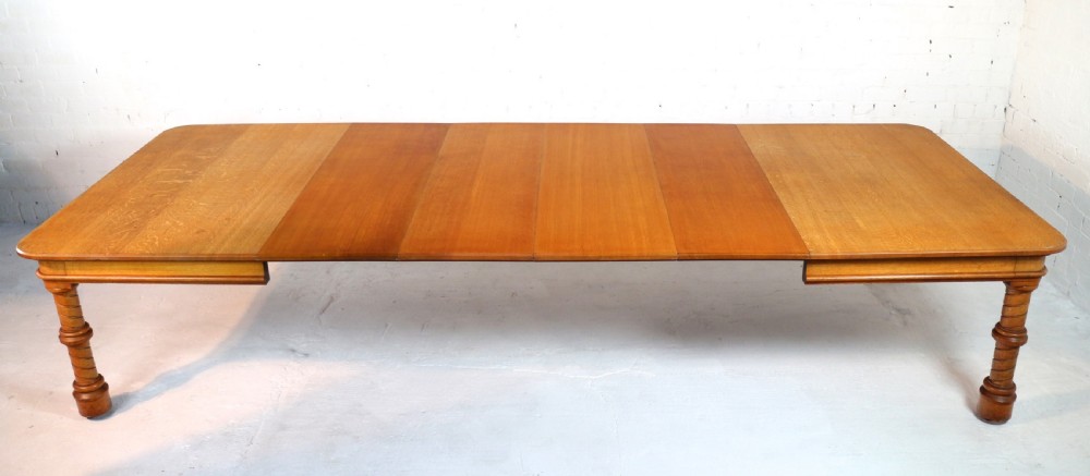 Victorian Oak Extending Dining Table & Leaf Holder,  12ft View VII
