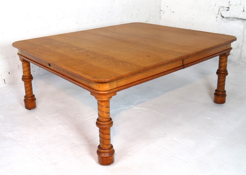 Victorian Oak Extending Dining Table & Leaf Holder,  12ft View XIII
