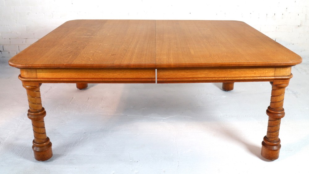 Victorian Oak Extending Dining Table & Leaf Holder,  12ft View XIV