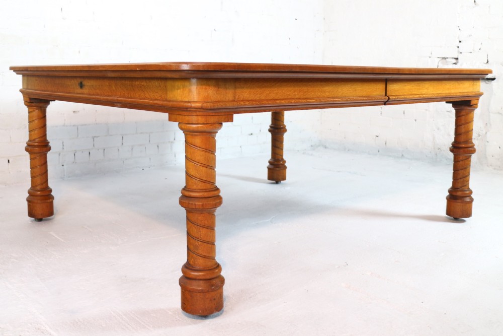 Victorian Oak Extending Dining Table & Leaf Holder,  12ft View XVI