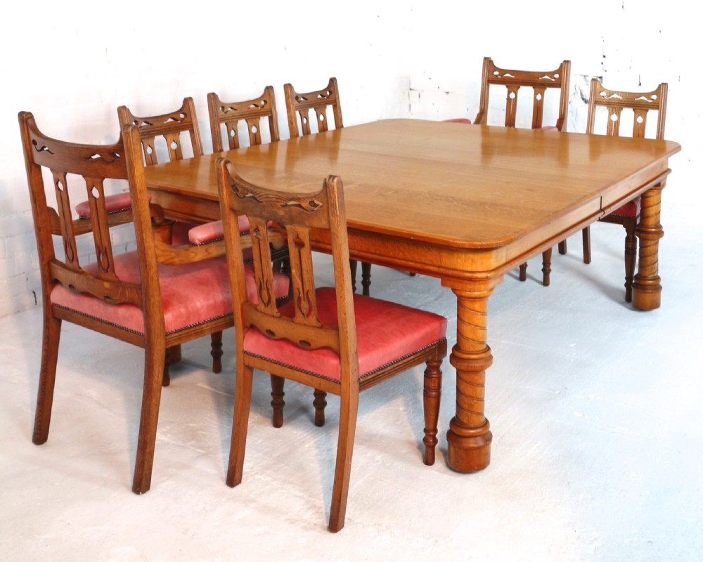 Victorian Oak Extending Dining Table & Leaf Holder,  12ft View XVIII