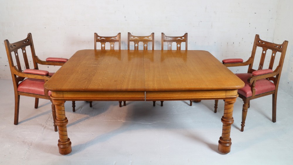 Victorian Oak Extending Dining Table & Leaf Holder,  12ft View XIX