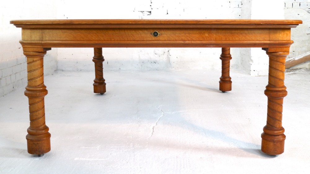 Victorian Oak Extending Dining Table & Leaf Holder,  12ft View XX