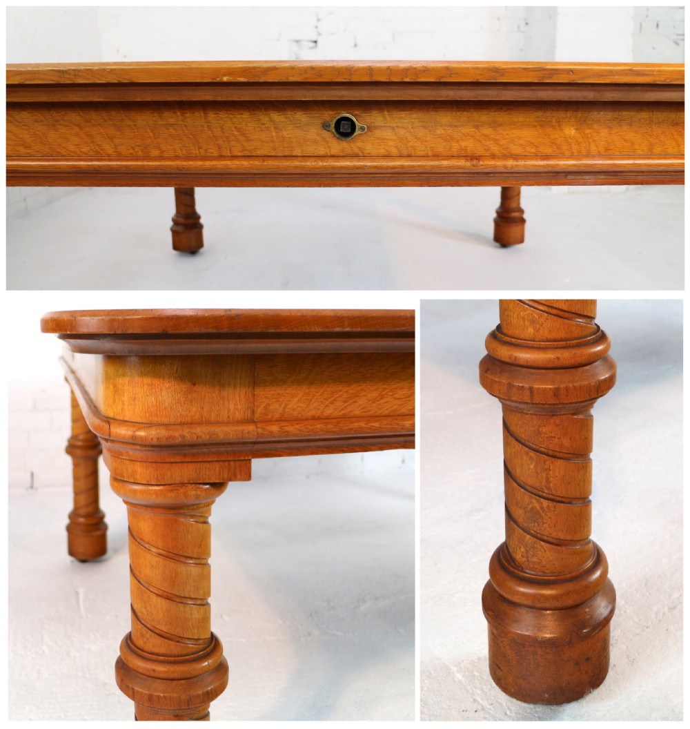 Victorian Oak Extending Dining Table & Leaf Holder,  12ft View XXIV