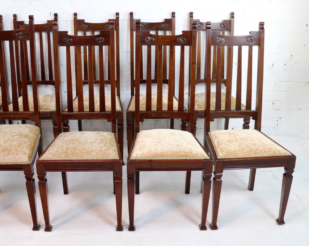 Set of Twelve Arts & Crafts Walnut Dining Chairs, Attributed to Shapland & Petter (12) View XI