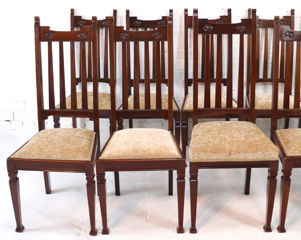 Set of Twelve Arts & Crafts Walnut Dining Chairs, Attributed to Shapland & Petter (12) View XII