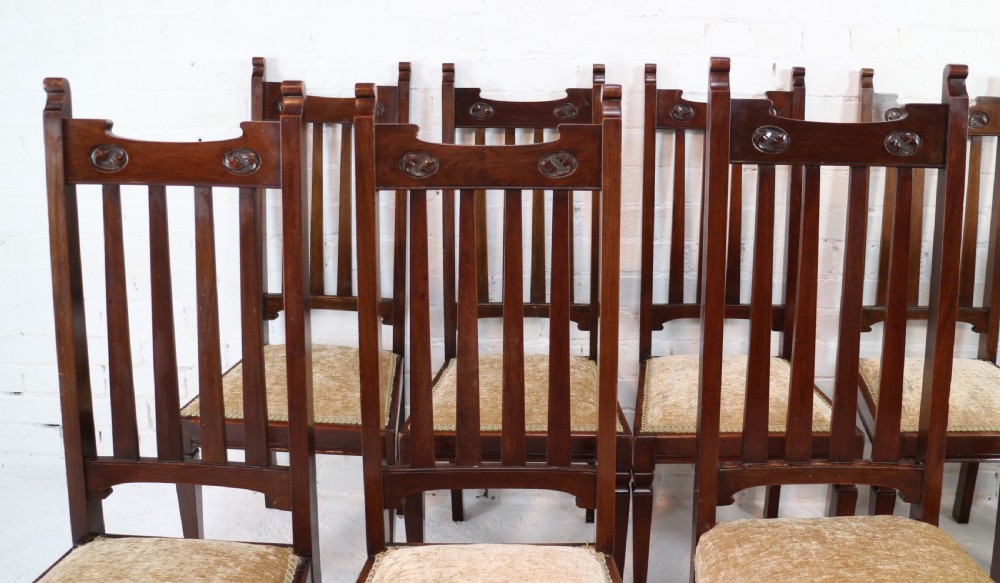 Set of Twelve Arts & Crafts Walnut Dining Chairs, Attributed to Shapland & Petter (12) View XIII