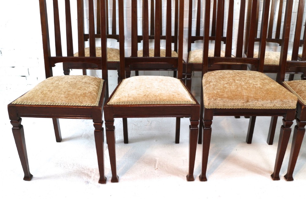 Set of Twelve Arts & Crafts Walnut Dining Chairs, Attributed to Shapland & Petter (12) View XIV