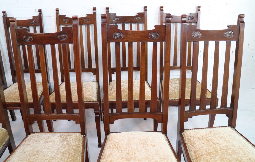 Set of Twelve Arts & Crafts Walnut Dining Chairs, Attributed to Shapland & Petter (12) View XV