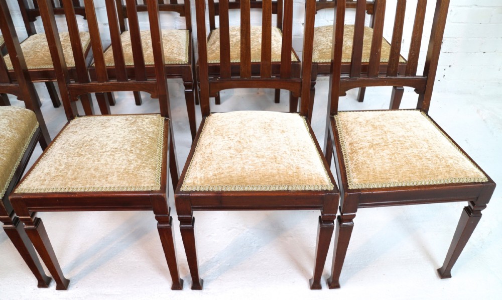 Set of Twelve Arts & Crafts Walnut Dining Chairs, Attributed to Shapland & Petter (12) View XVI