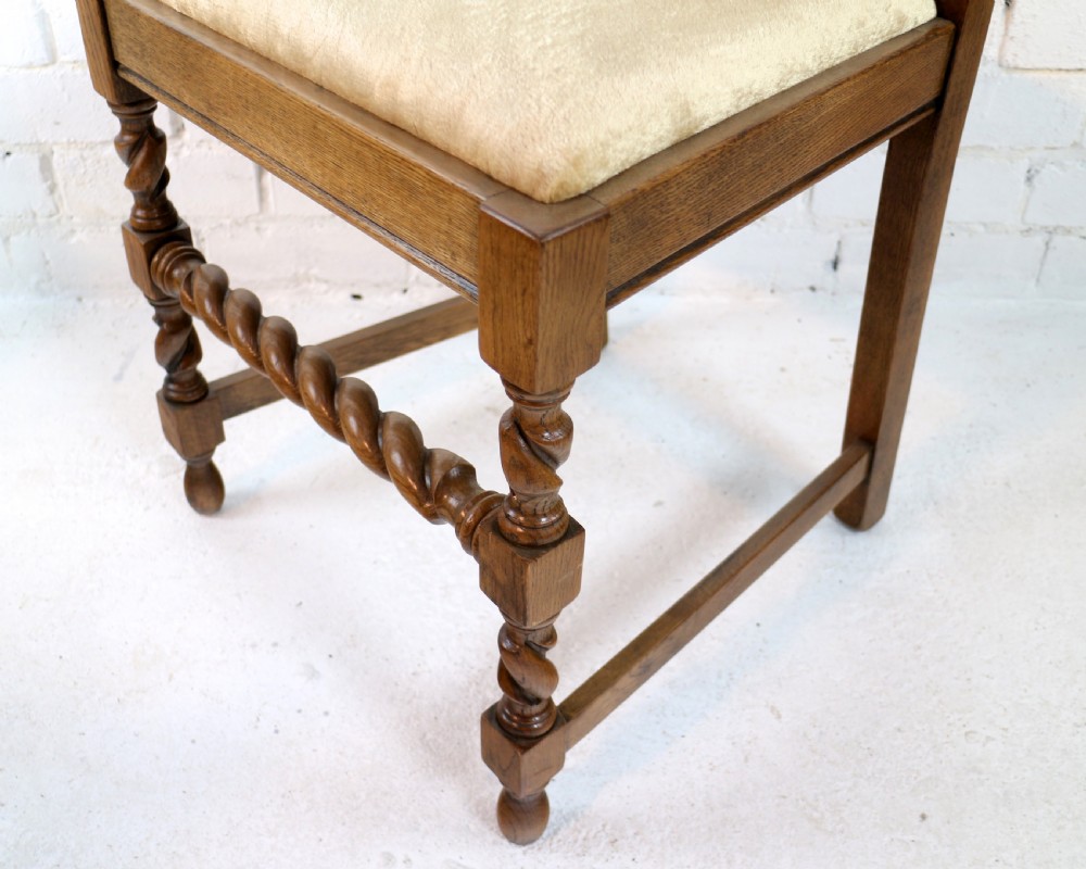 Set of 12 Jacobean Revival Carved Oak Dining Chairs View XVII