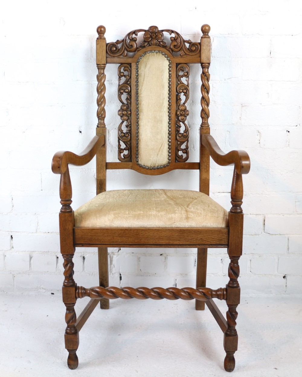Set of 12 Jacobean Revival Carved Oak Dining Chairs View XXX