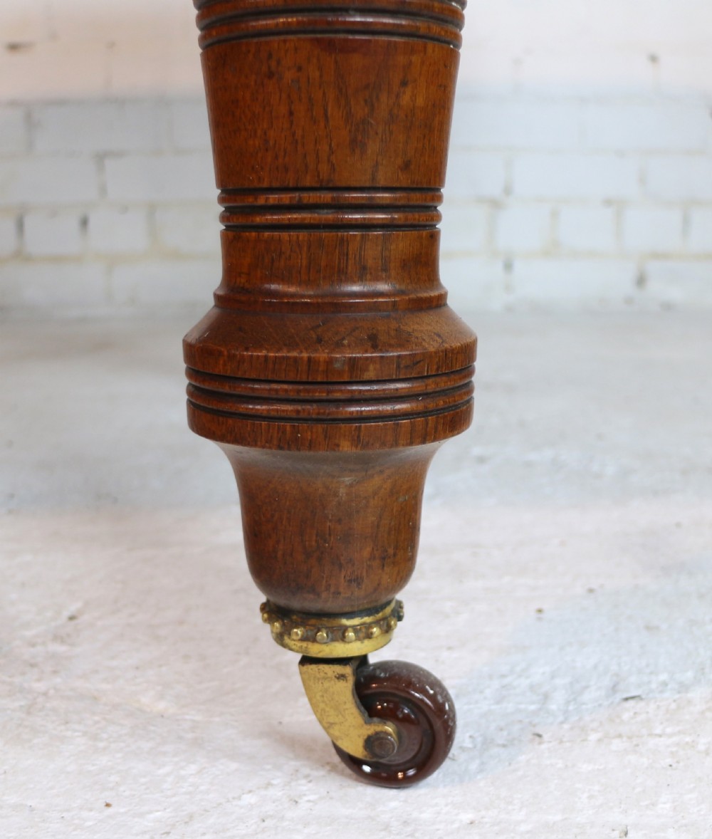 Victorian Oak Extending Dining Table & 2 Leaves by James Morrison, 8ft, seats 10 View XII
