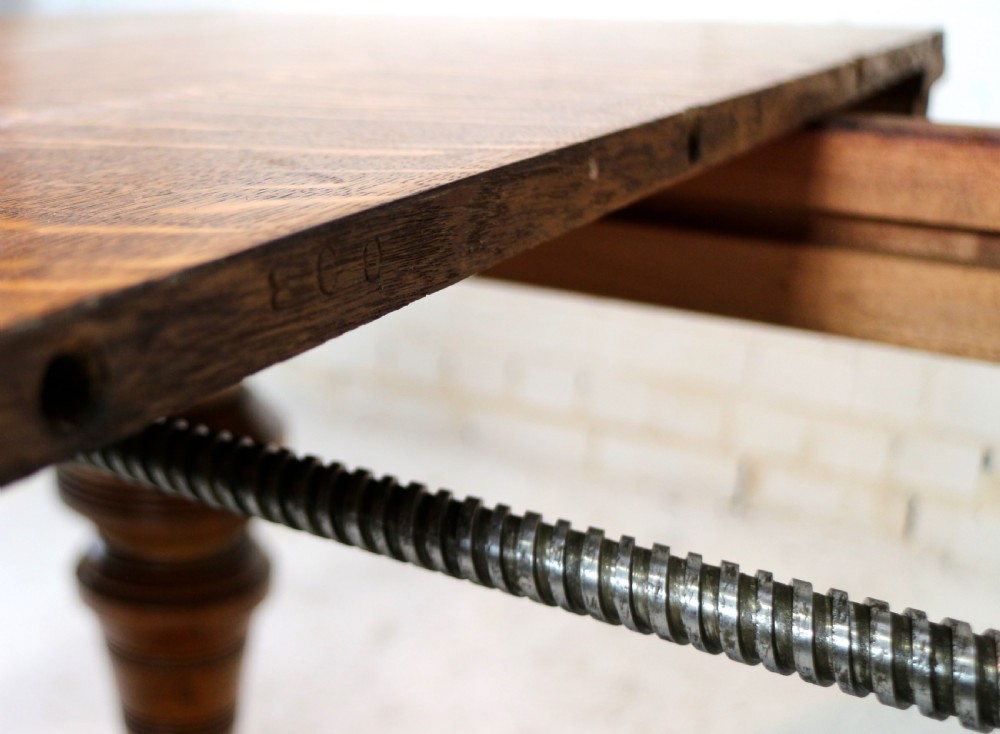 Victorian Oak Extending Dining Table & 2 Leaves by James Morrison, 8ft, seats 10 View XVI