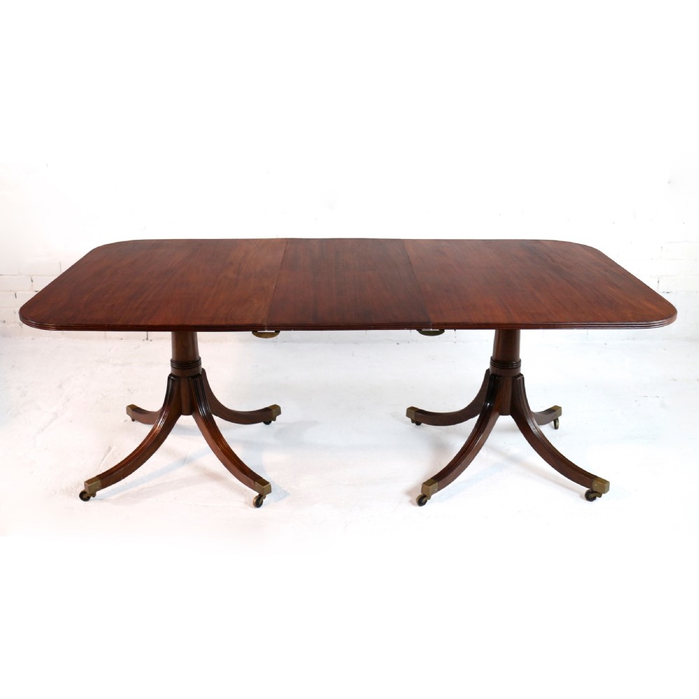Regency Style Solid Mahogany Extending Twin Pillar Dining Table, c.1920