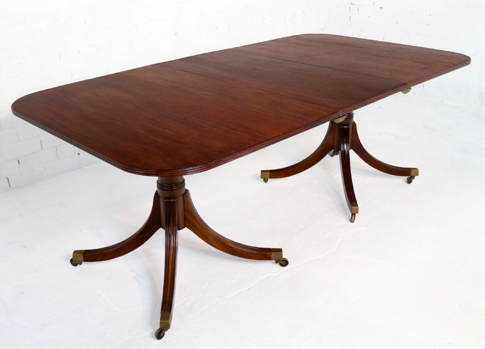 Regency Style Solid Mahogany Extending Twin Pillar Dining Table, c.1920 View II